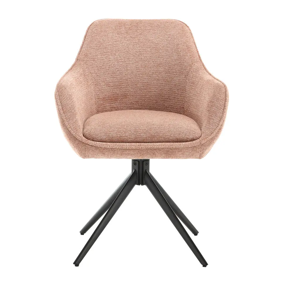 Livingfurn - Eetkamerstoel Thomas Brique - Roze - Stof - Set van 2