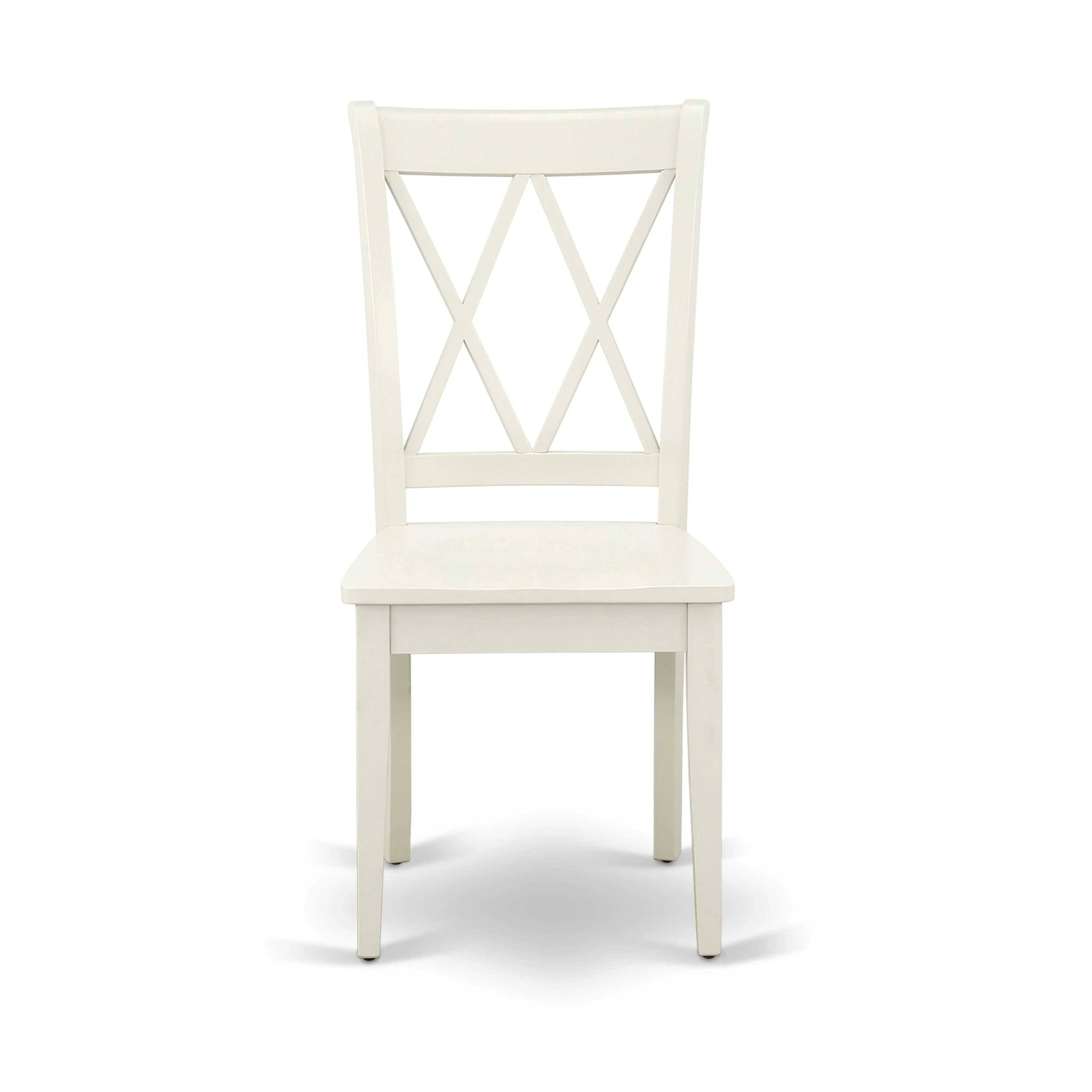 East West Furniture Clarksville Dining Room Chairs - Double Cross Back Wood Seat Chairs, Set of 2, Linen White - CLC-LWH-W