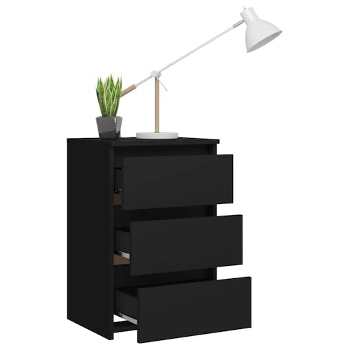 NNEVL Bed Cabinet Black 40x35x62.5 cm Chipboard