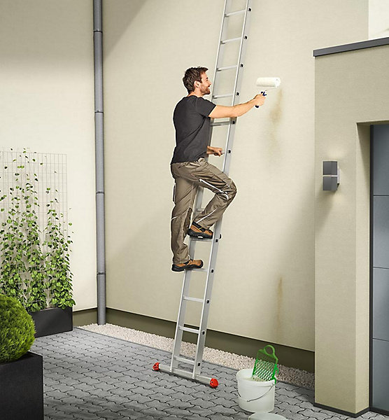 Echelle simple 12 échelons 3,4m/4,3m en alu professionnelle Hailo ProfiStep Uno