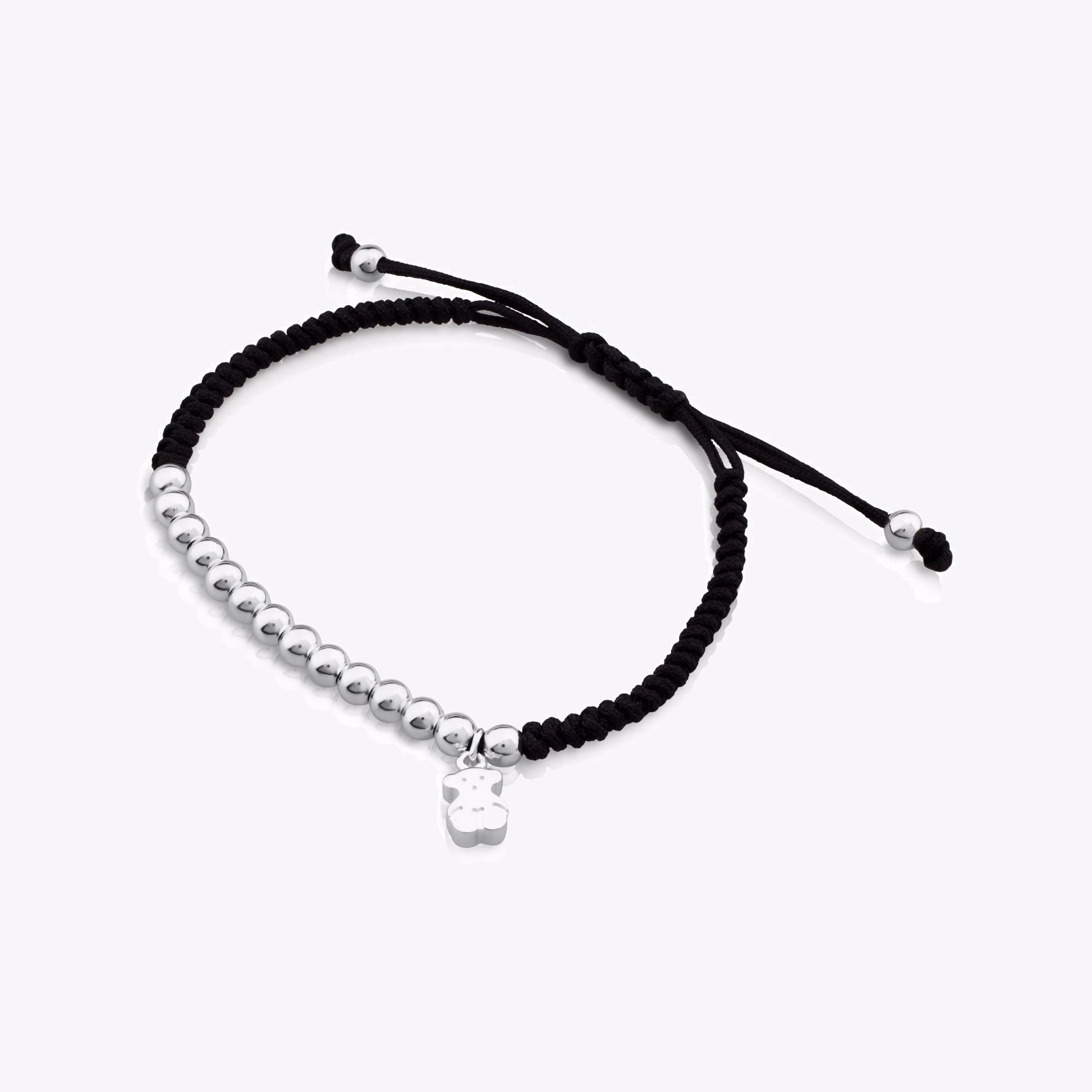 Pulsera de plata y cordón en color negro Hiper Micro