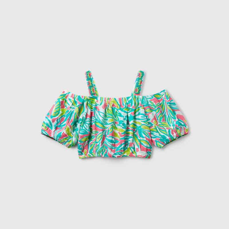 Crop top with tropical print