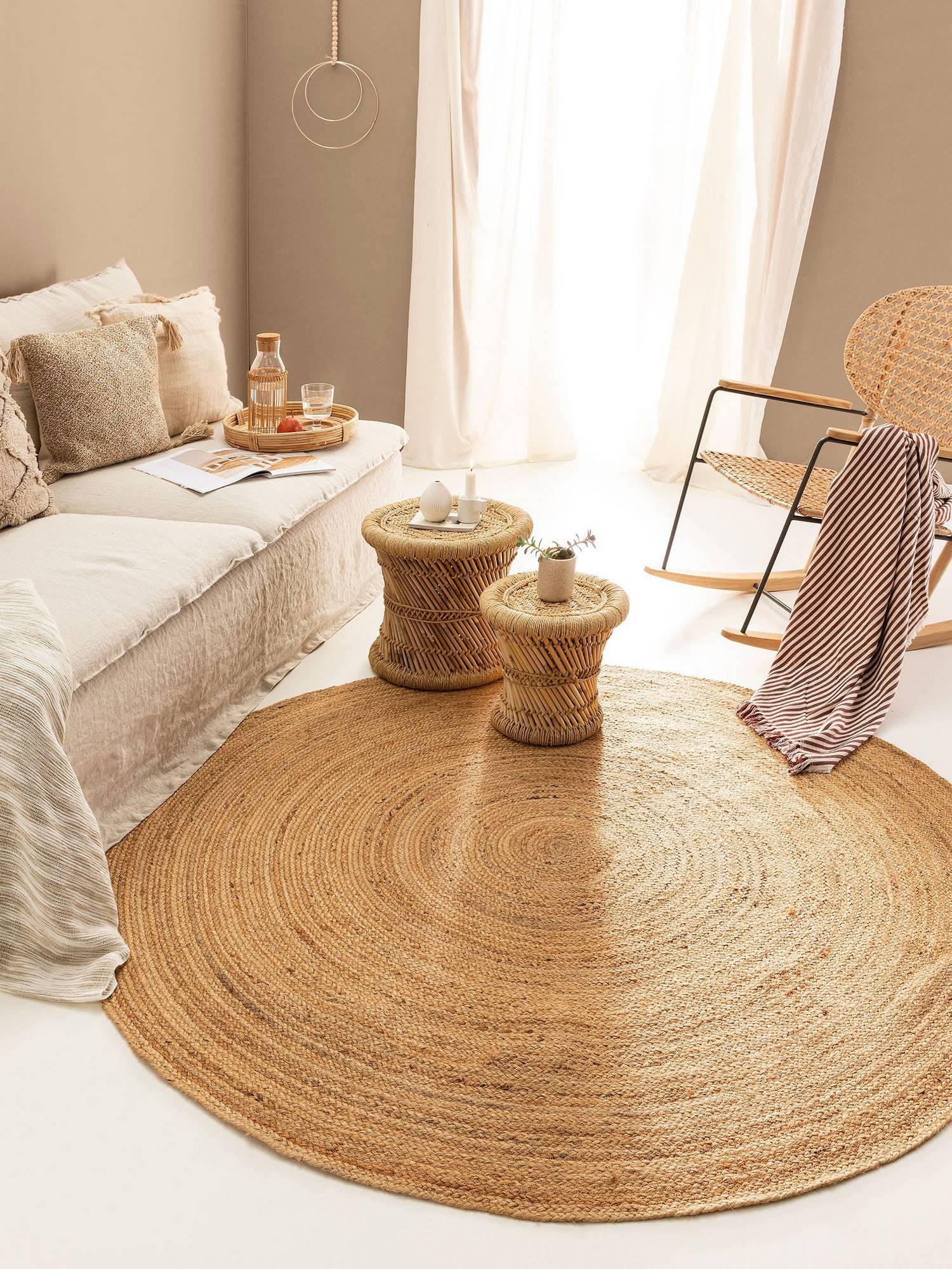 Vloerkleed Kavan jute rond handgemaakt