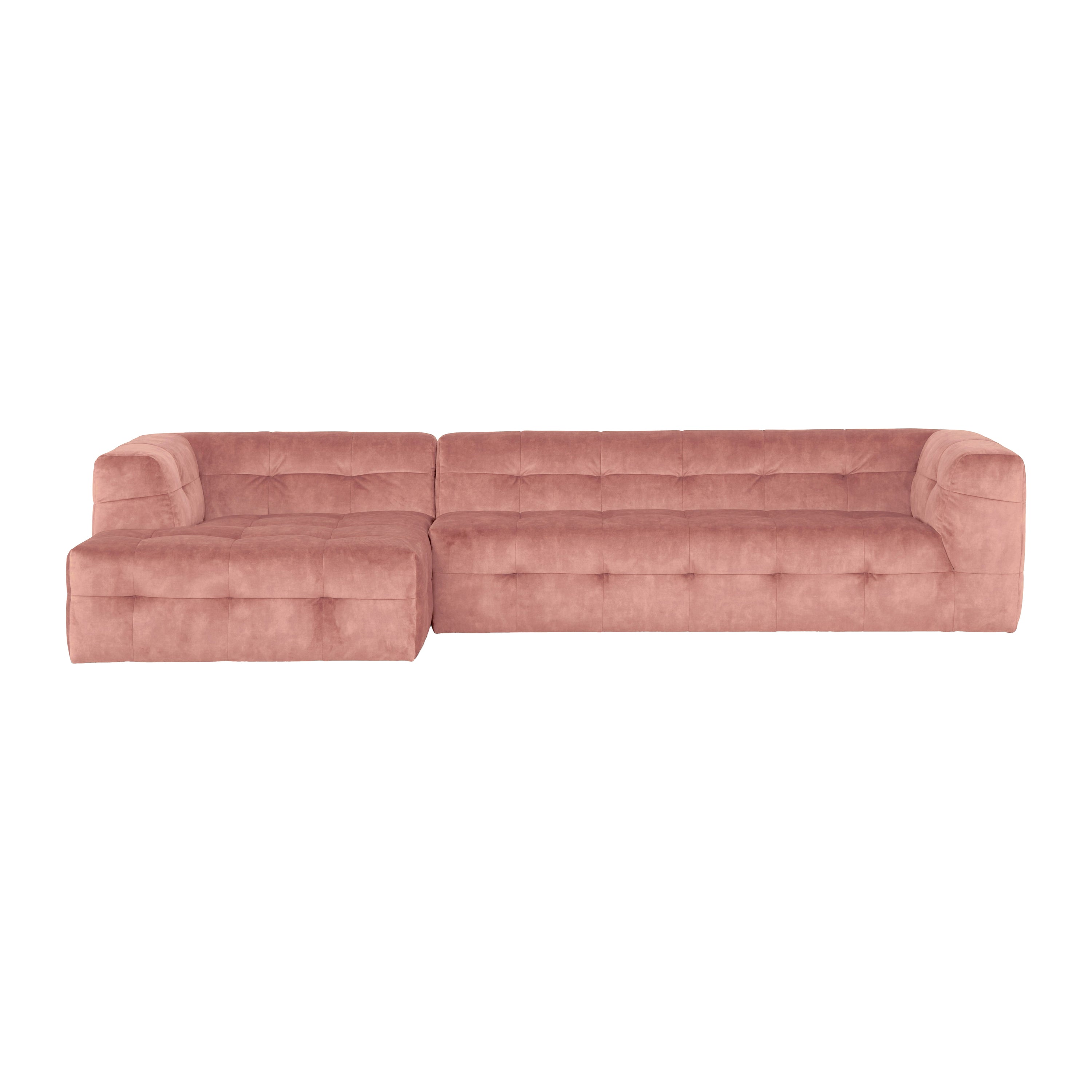 by fonQ Wies 4,5-zits Hoekbank Links - Fluweel - Oud Roze