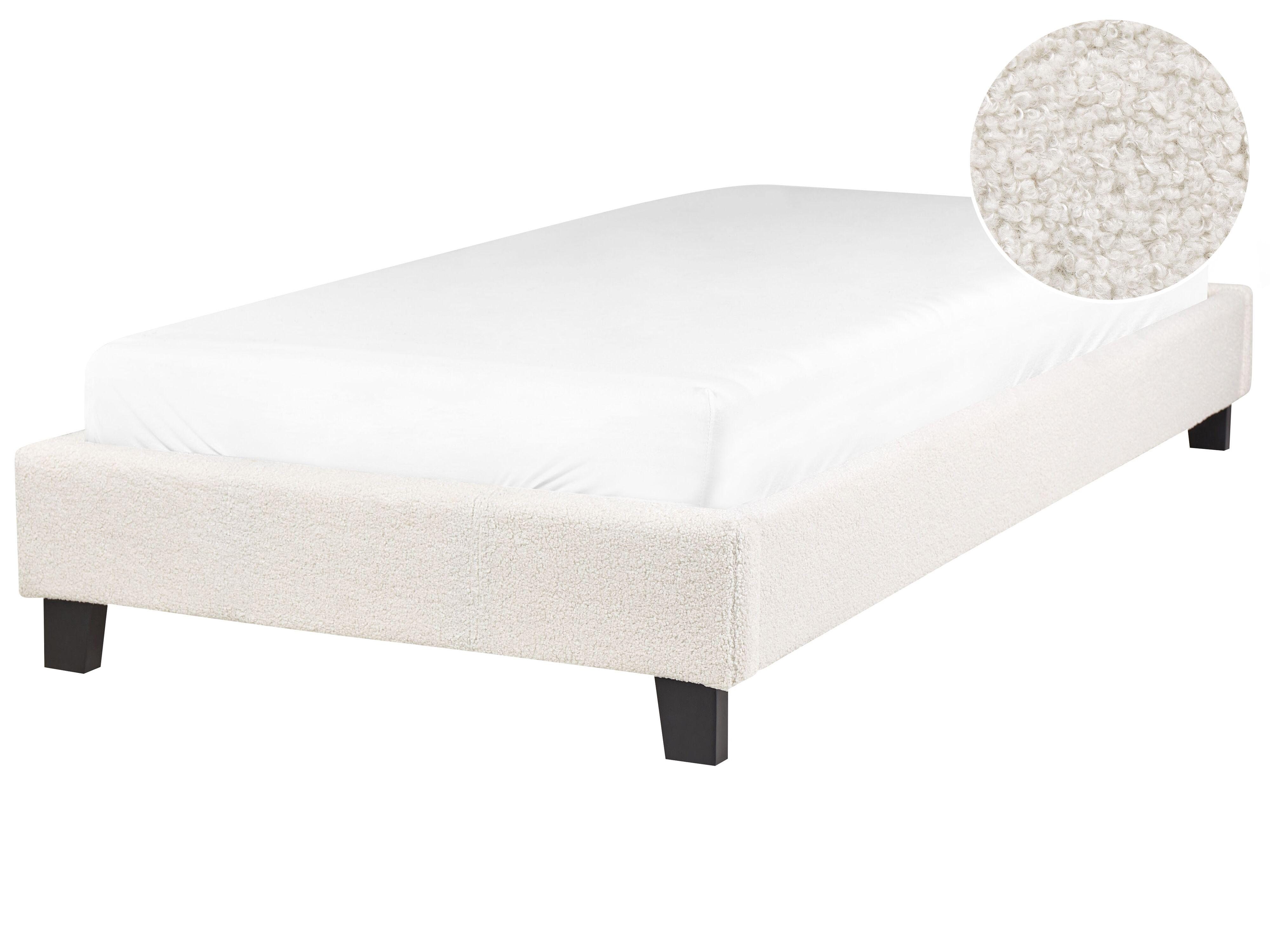 Bed without Headboard Boucle ROANNE 140 x 200 cm (EU Double) Light Beige