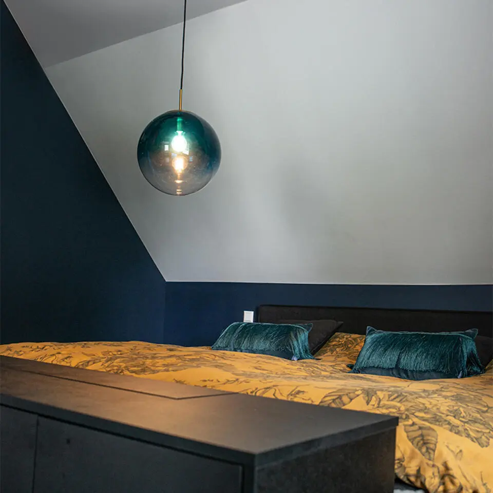 Qazqa hanglamp pallon blauw e27