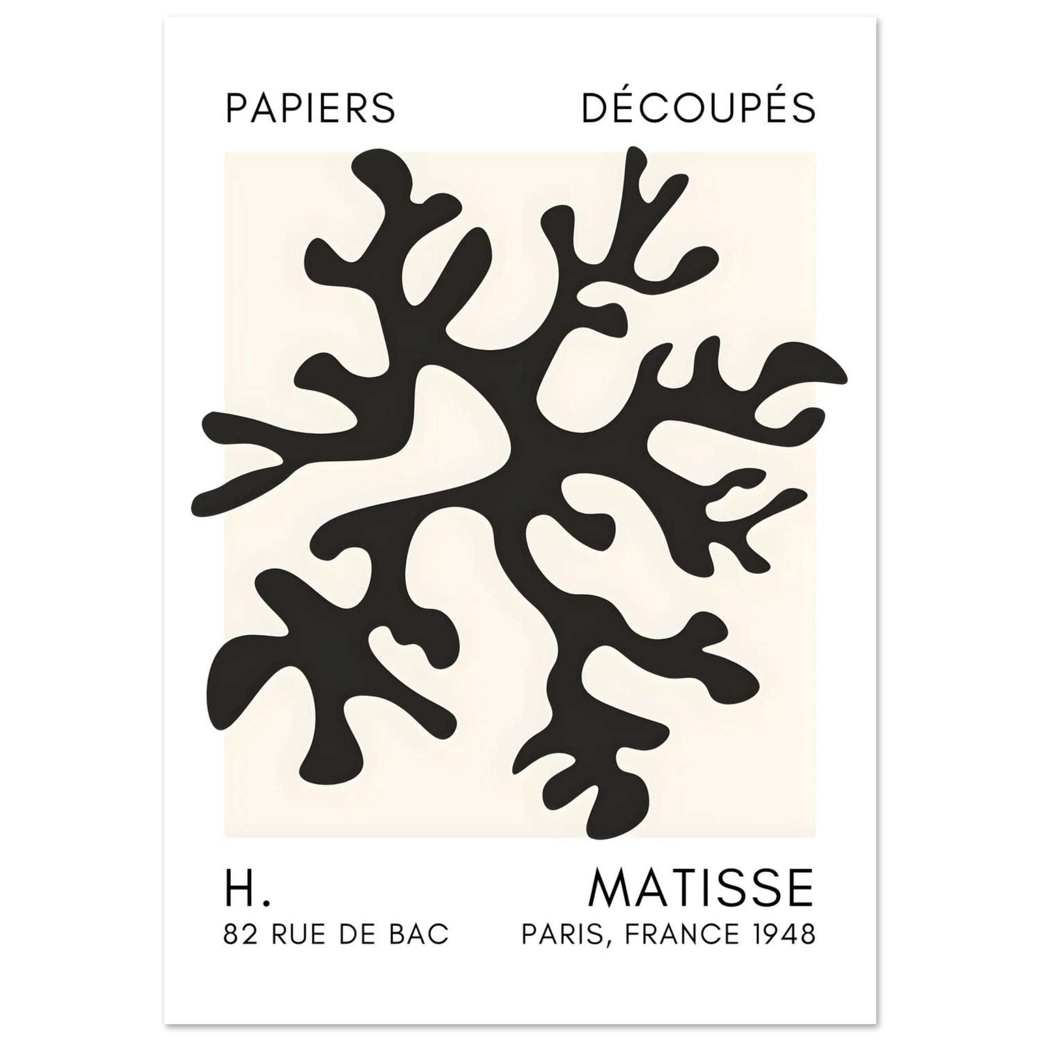 Artfulprints Poster Matisse – Dreamy coral flower black  - A4 21x29.7 cm - Zwart
