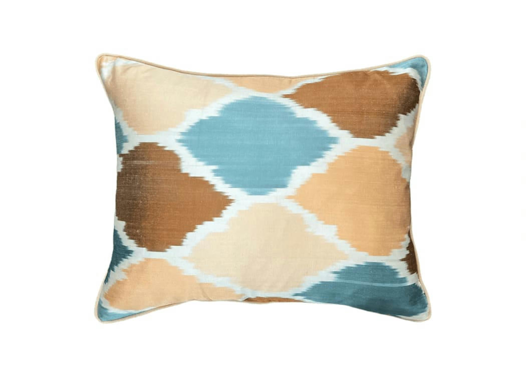 - Housse de coussin double soie ikat  40x50 multicouleur