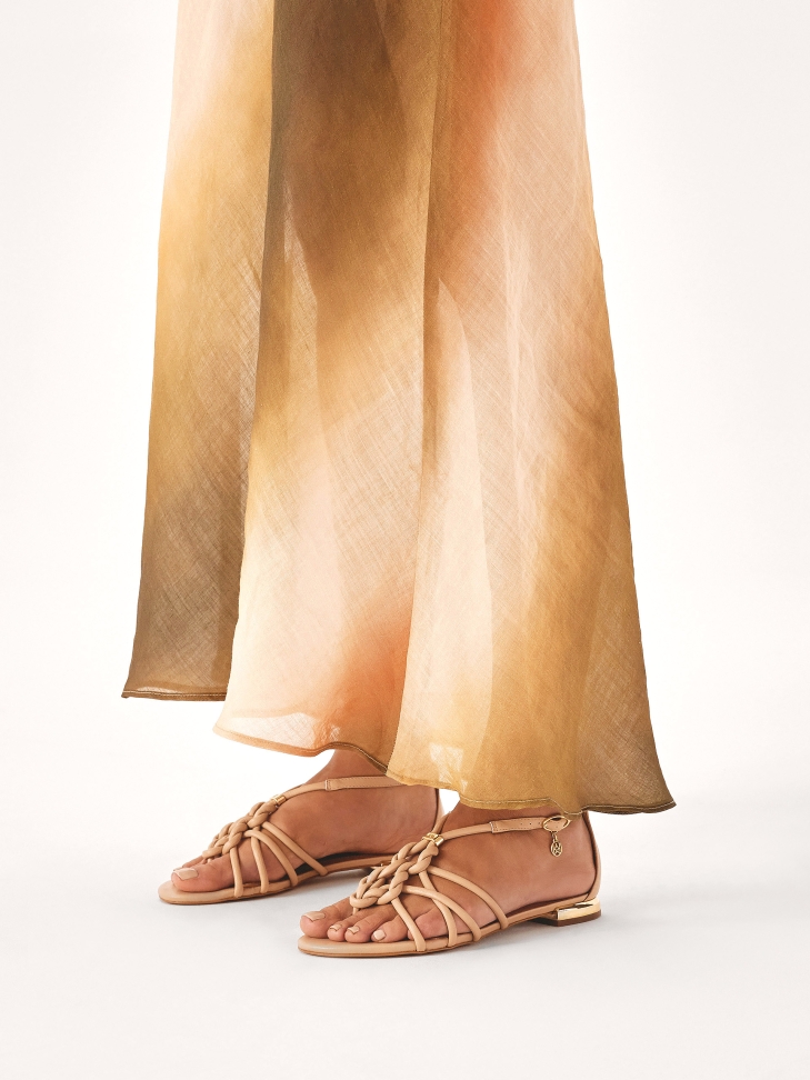 Beige flat flip flop sandals