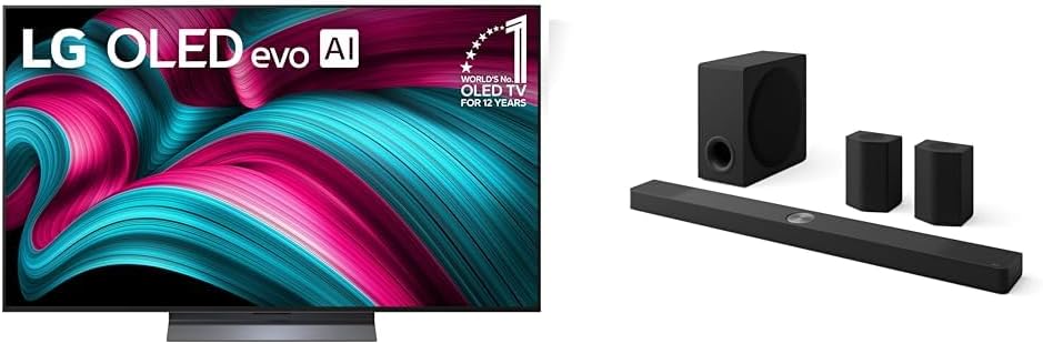 LG 55 OLED evo C5 Series 4K Smart TV Bundle with 9.1.5-Ch. S95TR Soundbar with Dolby Atmos  DTS:X  Wireless Speakers and Subwoofer Home Theater Bundle