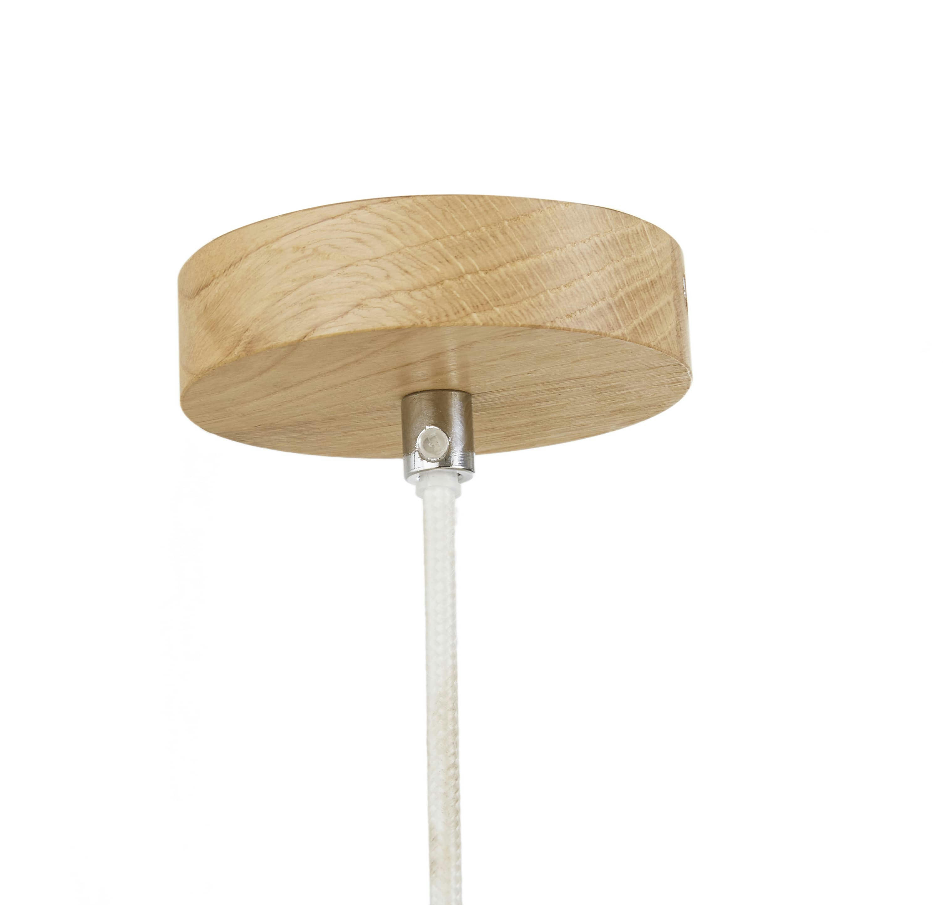 DUBAYA - Suspension tambour en tissu bouclé et bois de chêne strié blancs