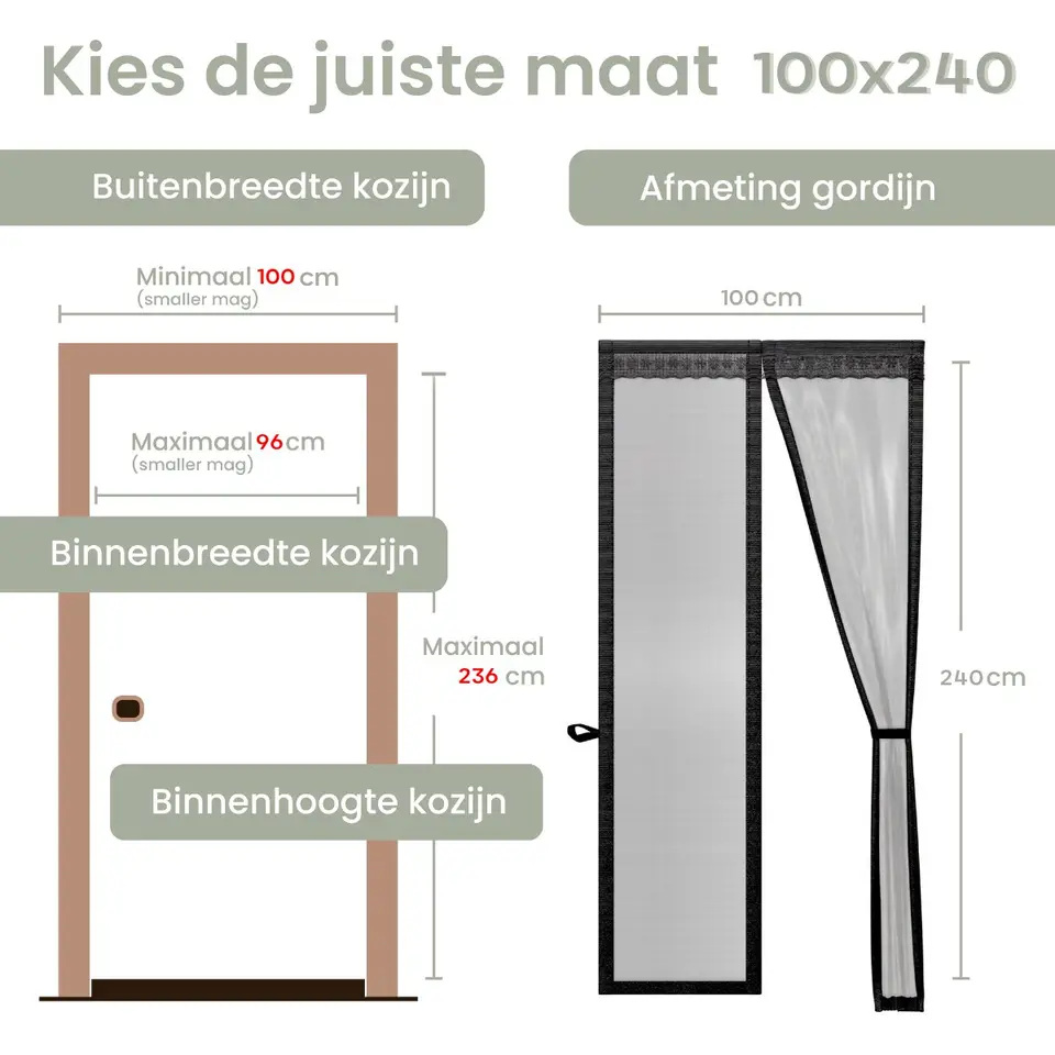 O'DADDY Deurgordijn Deluxe FIBER - Magnetisch Vliegengordijn 100x240 Zwart