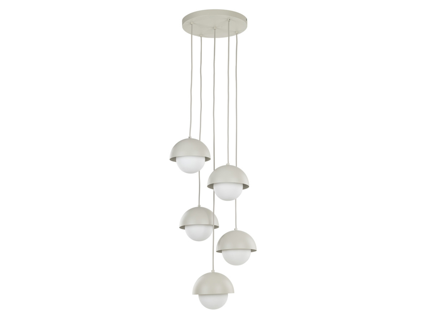 Lampa wisząca Bono 5-punktowa szklana beżowo-biała