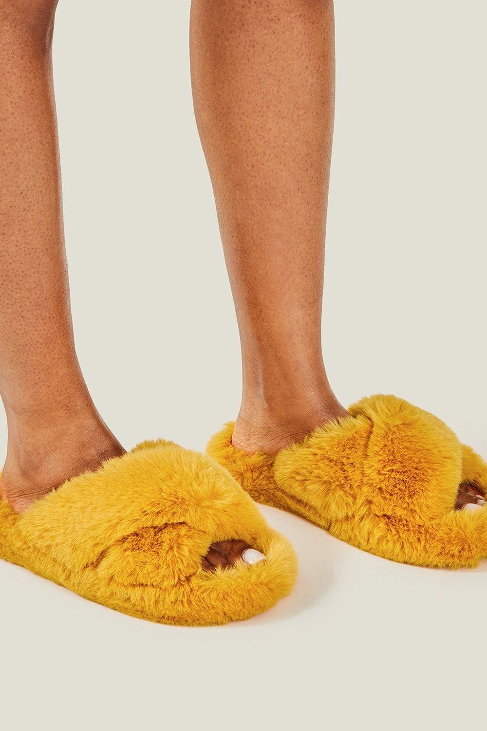 Accessorize Faux Fur Crossover Sliders