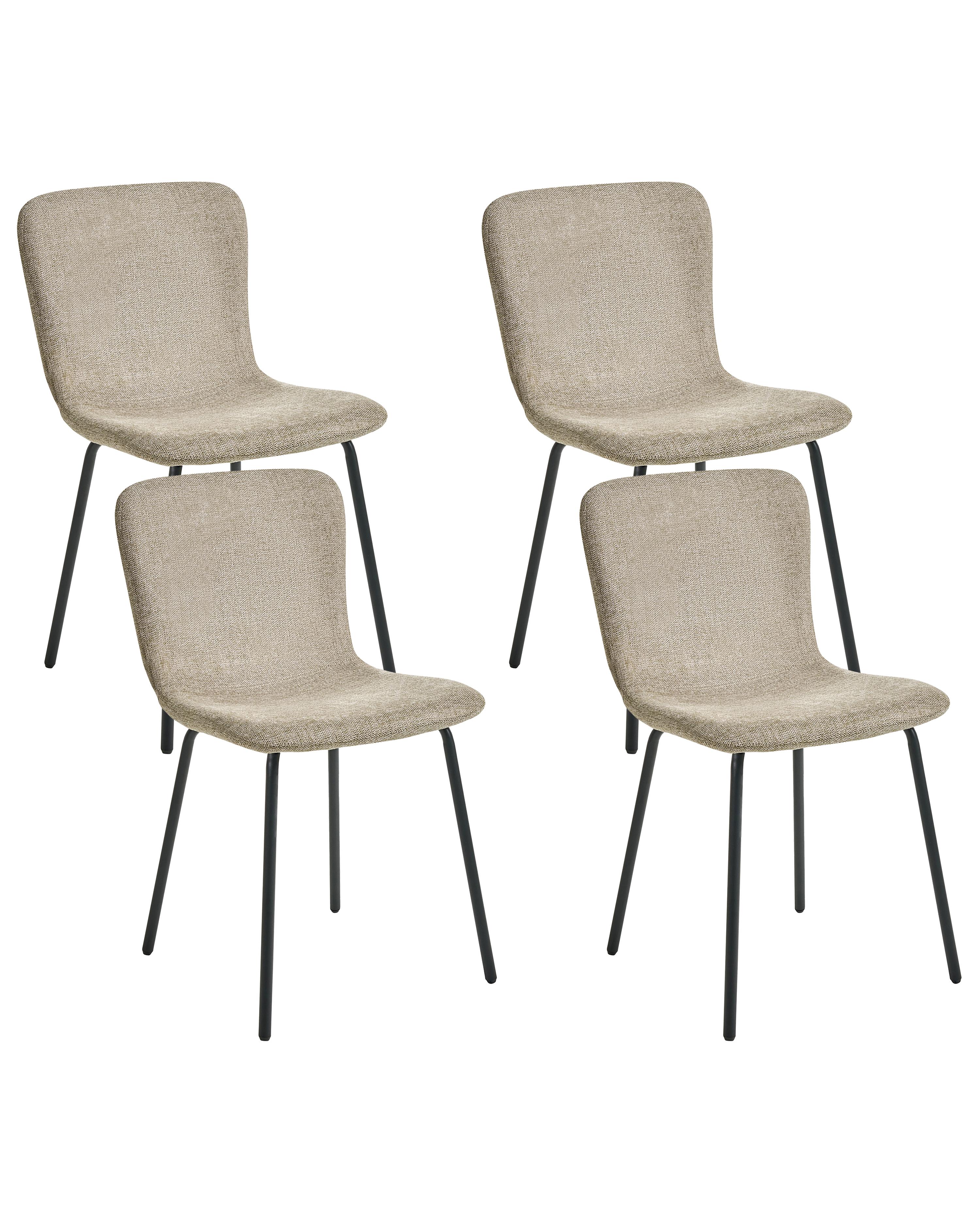Set of 4 Dining Chairs CALDWELL Fabric Beige