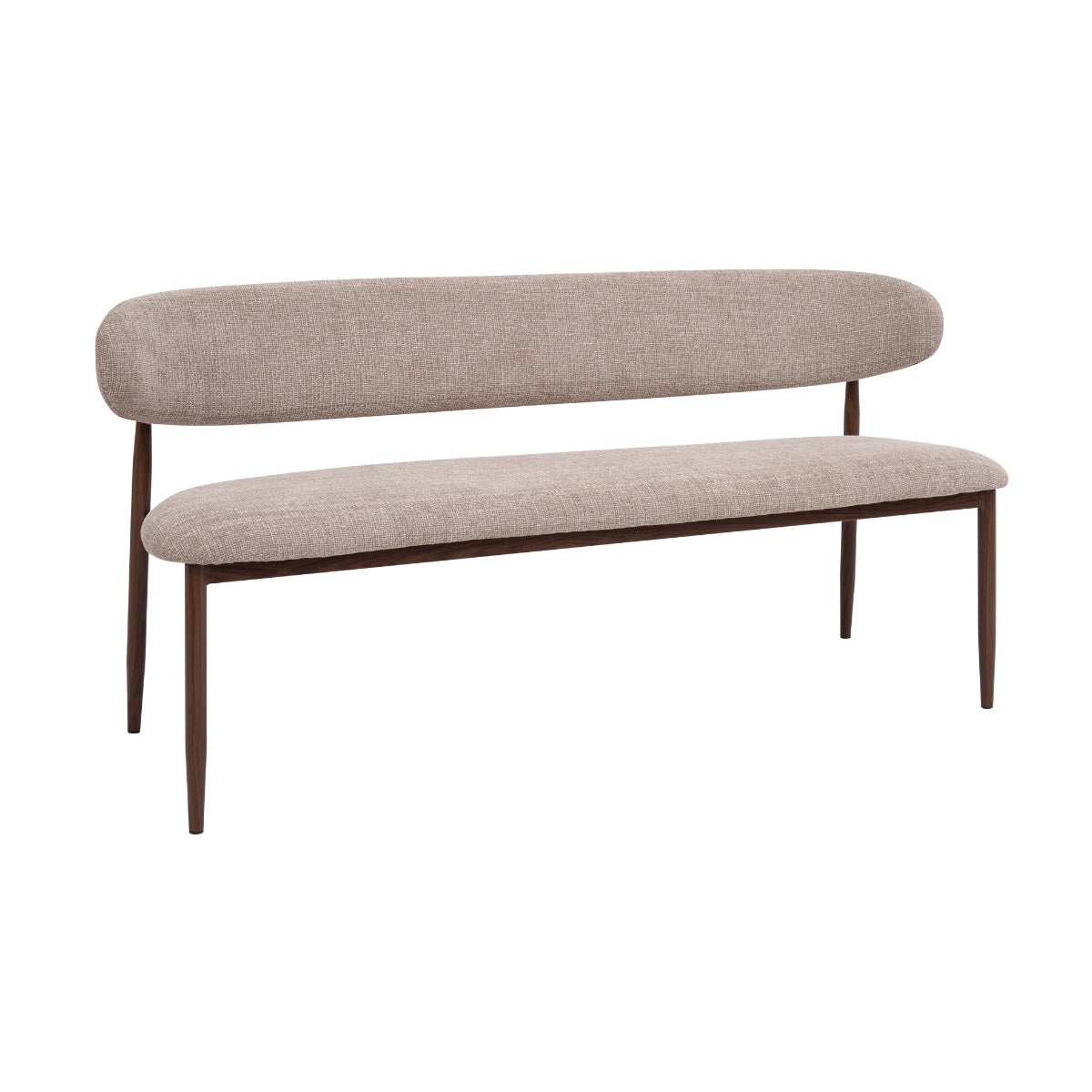 Giga Meubel Eetkamerbank Alexia - Stof - Taupe/Walnoot - 160x55x77cm