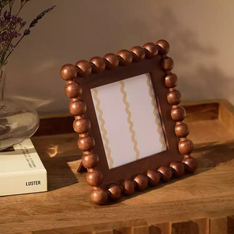 Habitat Brown Bobble Wooden Picture Frame - 5x5"