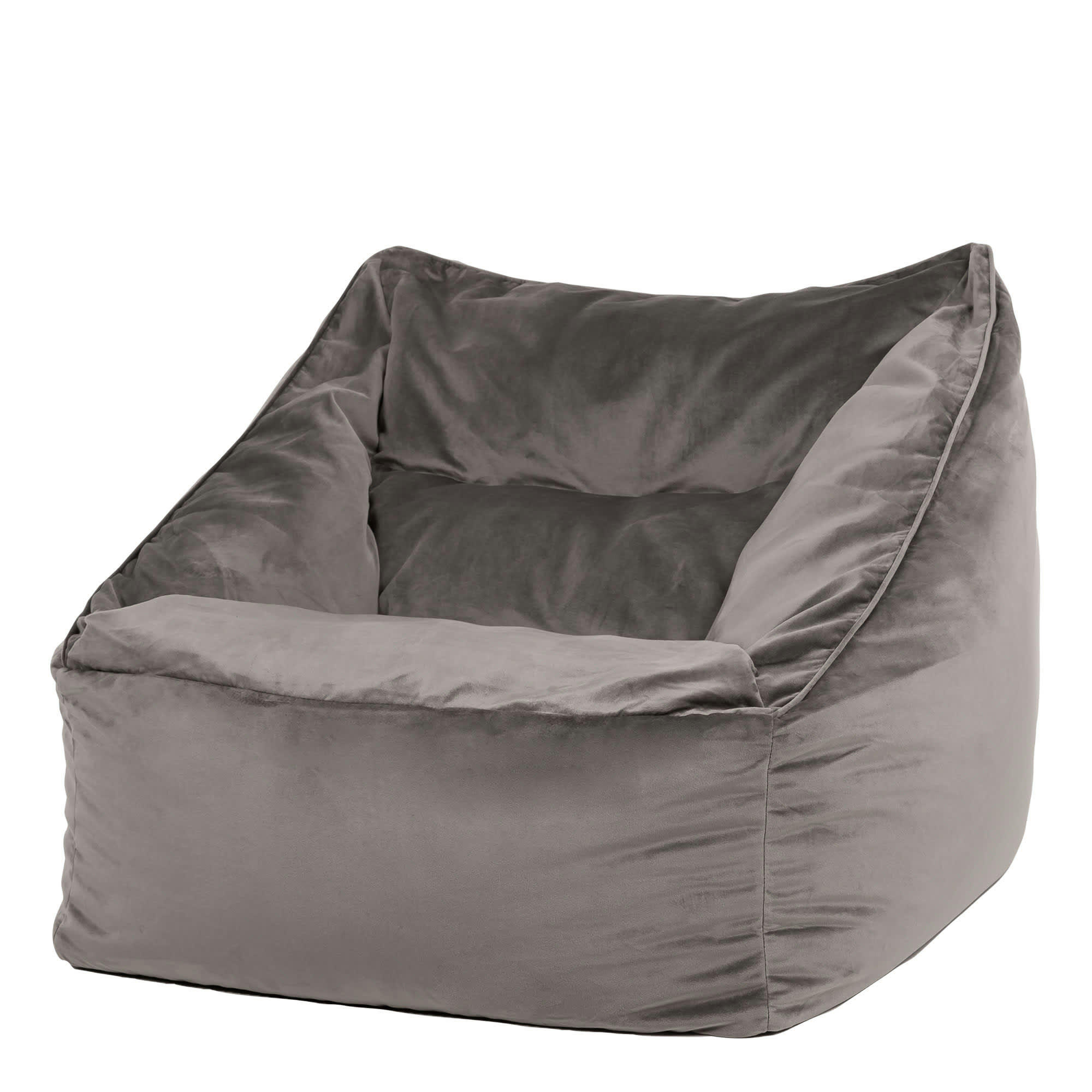 NATALIA - Pouf fauteuil velours gris anthracite