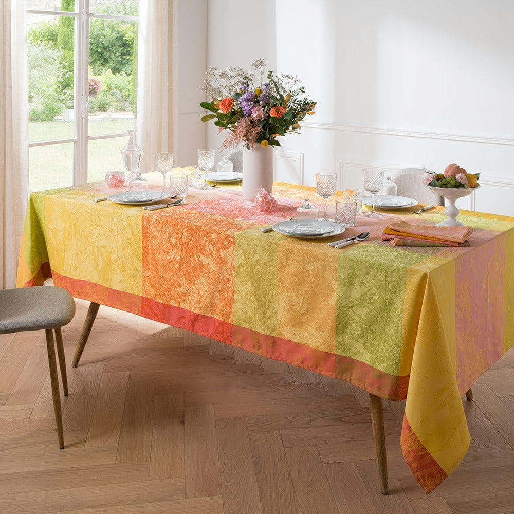MILLE ESPRIT JARDIN CHATOYANT - Nappe  pur coton multicolore 180X300