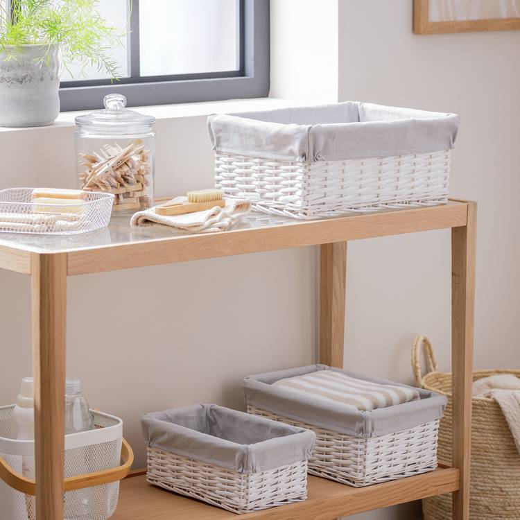 Habitat Pack of 3 Wicker Storage Basket - White