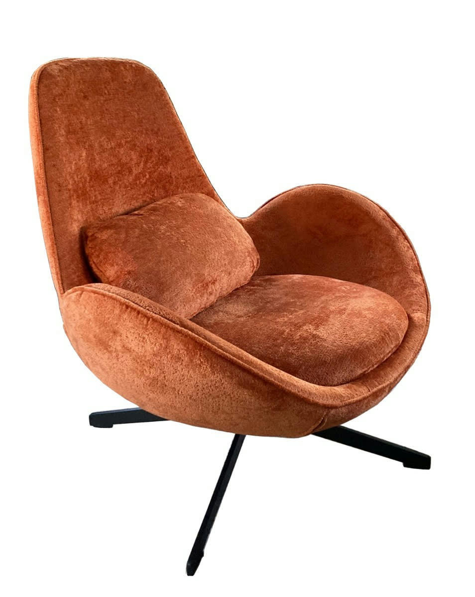 SPACE - Fauteuil rotatif en velours orange