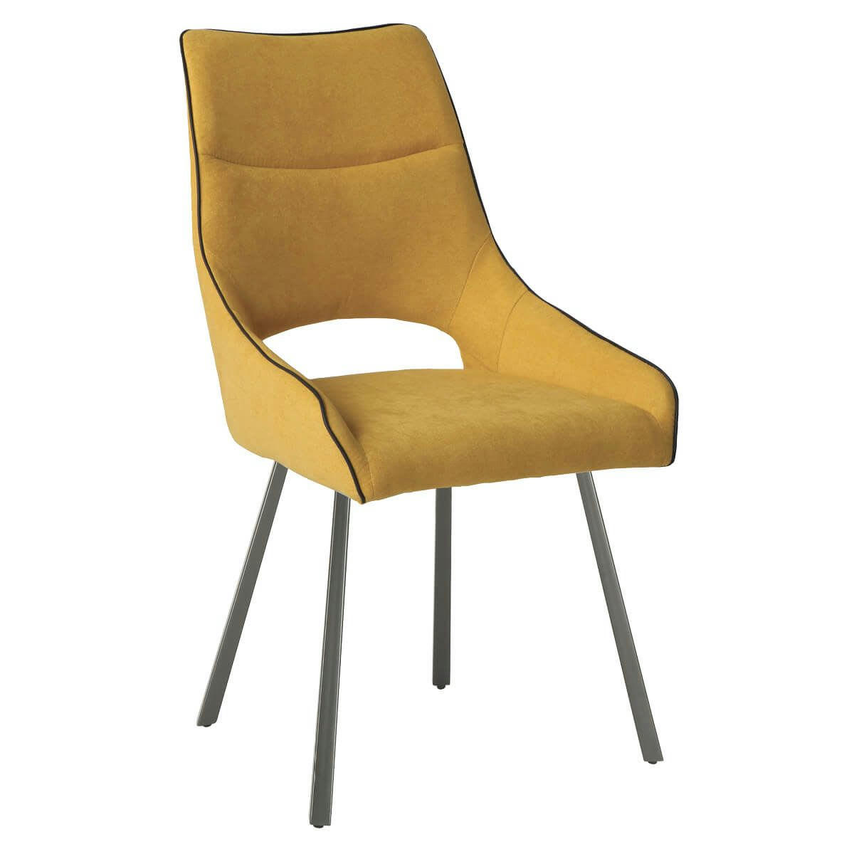 AMADO - Lot  de 2 chaises tissu coloris jaune