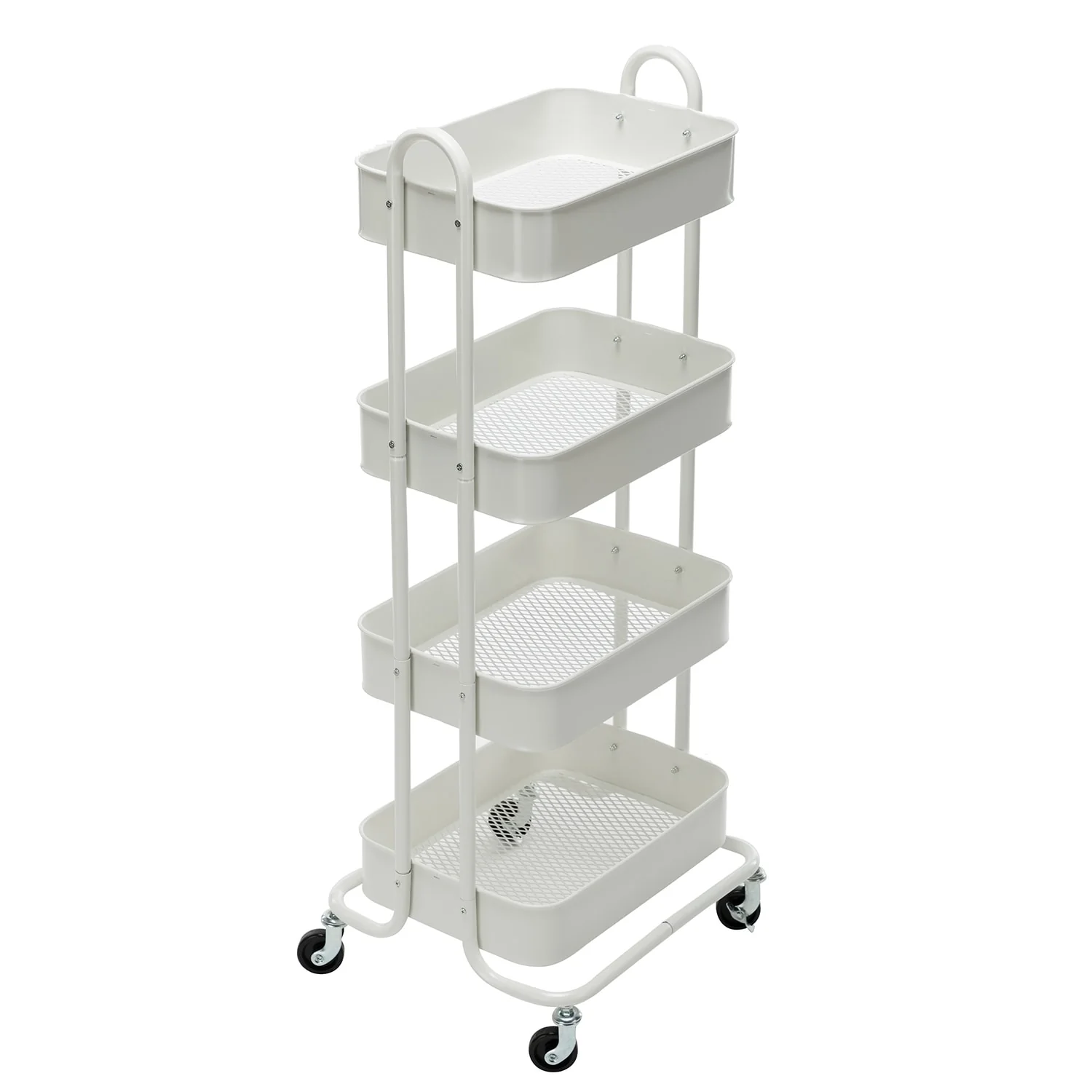 4-Tier Metal Utility Cart with Wheels Storage Shelves Organizer - 17.7x13.7x42.9