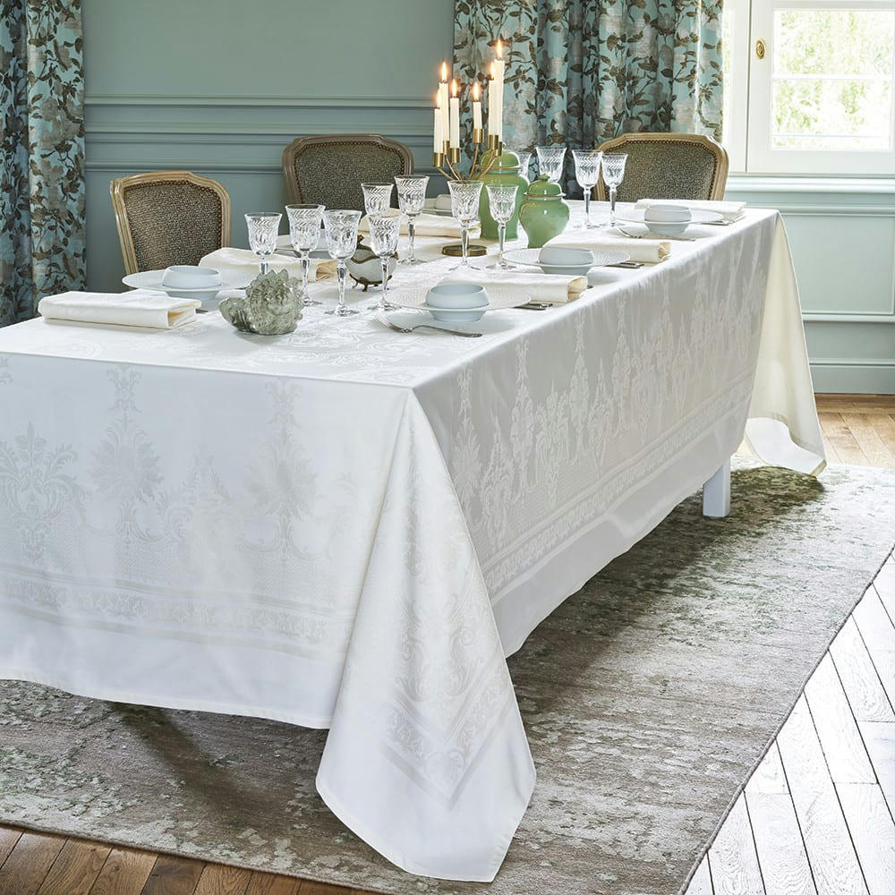 BEAUREGARD BLANC - Nappe carrée  pur coton blanc 190x190 cm