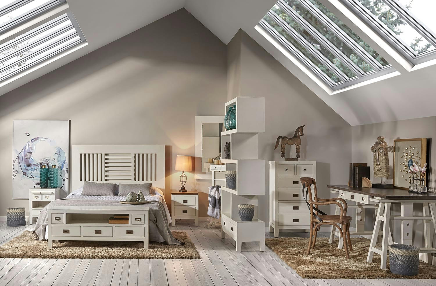 EVEREST - Bureau réglable en bois blanc L 150 cm