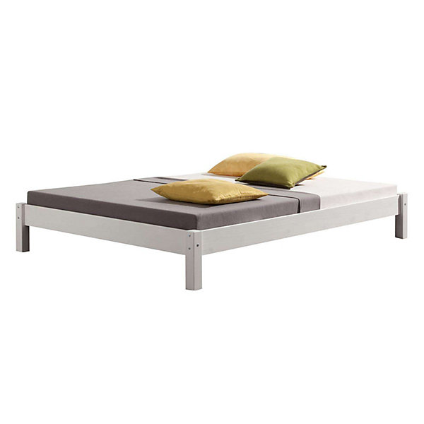 Lit futon TAIFUN, en pin massif, 140 x 200 cm, lasuré blanc