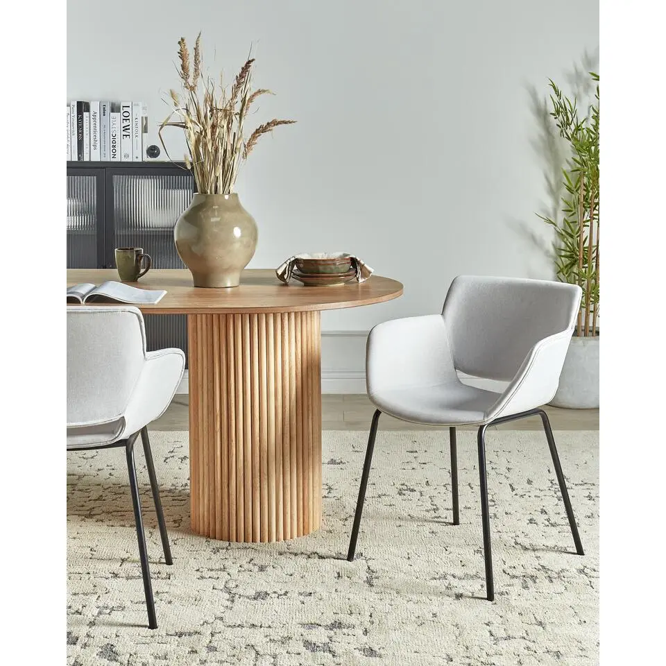 AXTEL - Eetkamerstoel set van 2 - Lichtgrijs - Stof