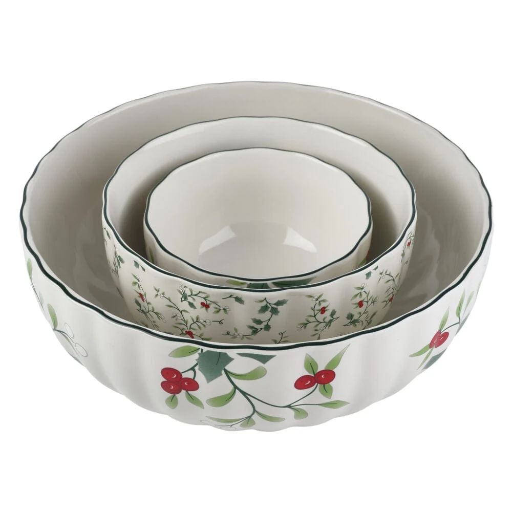 Winterberry® Set of 3 Scalloped Serving Bowls
