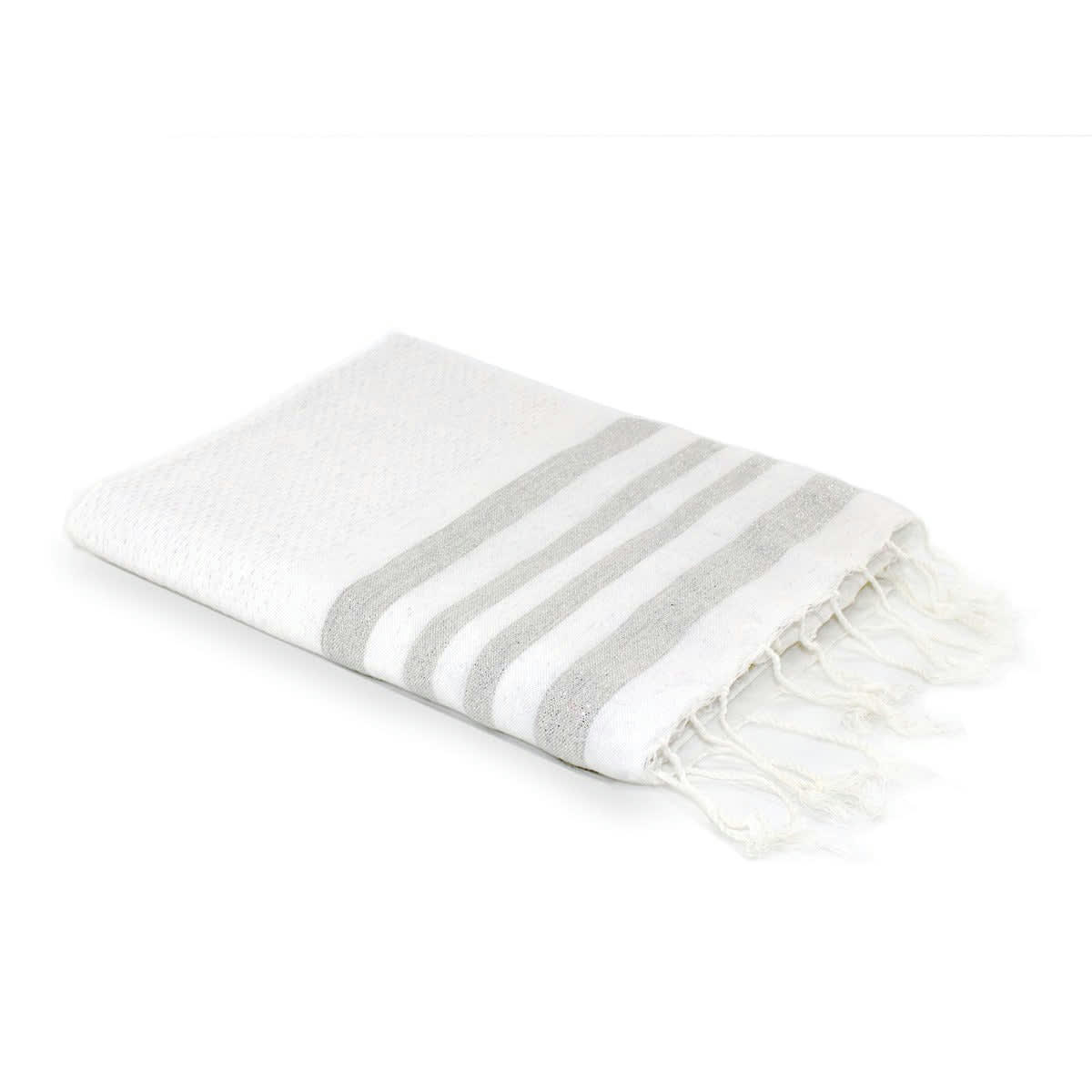 HAMPTONS - Fouta lurex coton  100x200 blanc / argent