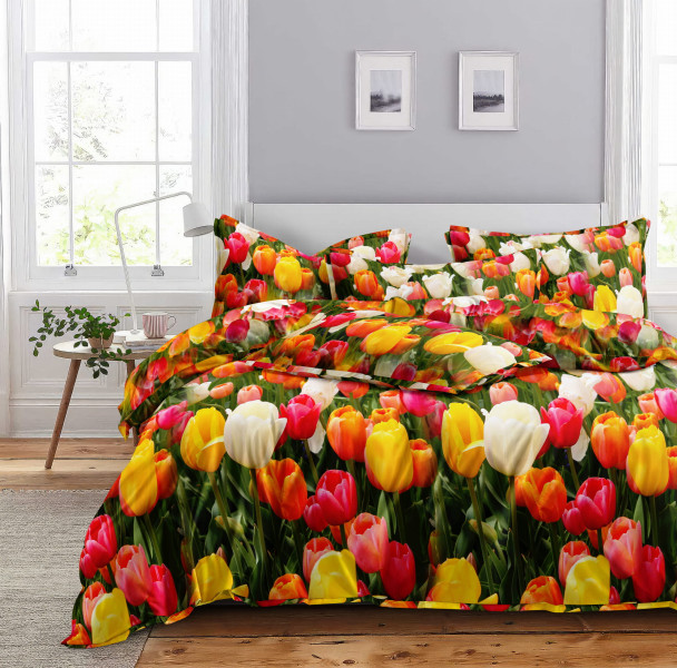 Komplet pościeli 3D Tulipany 200x220 3-częściowy