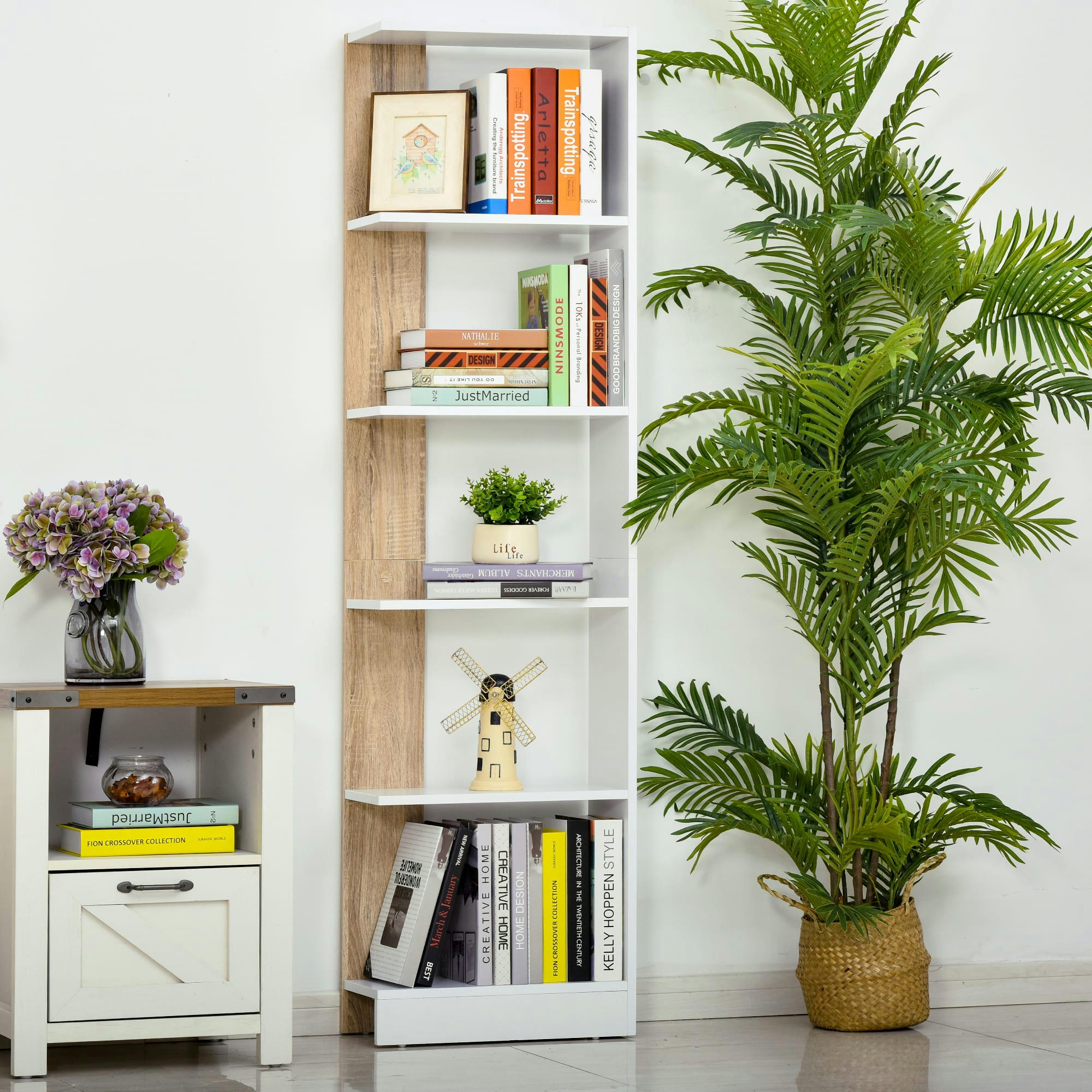 - Bibliothèque moderne couleur blanc et chêne