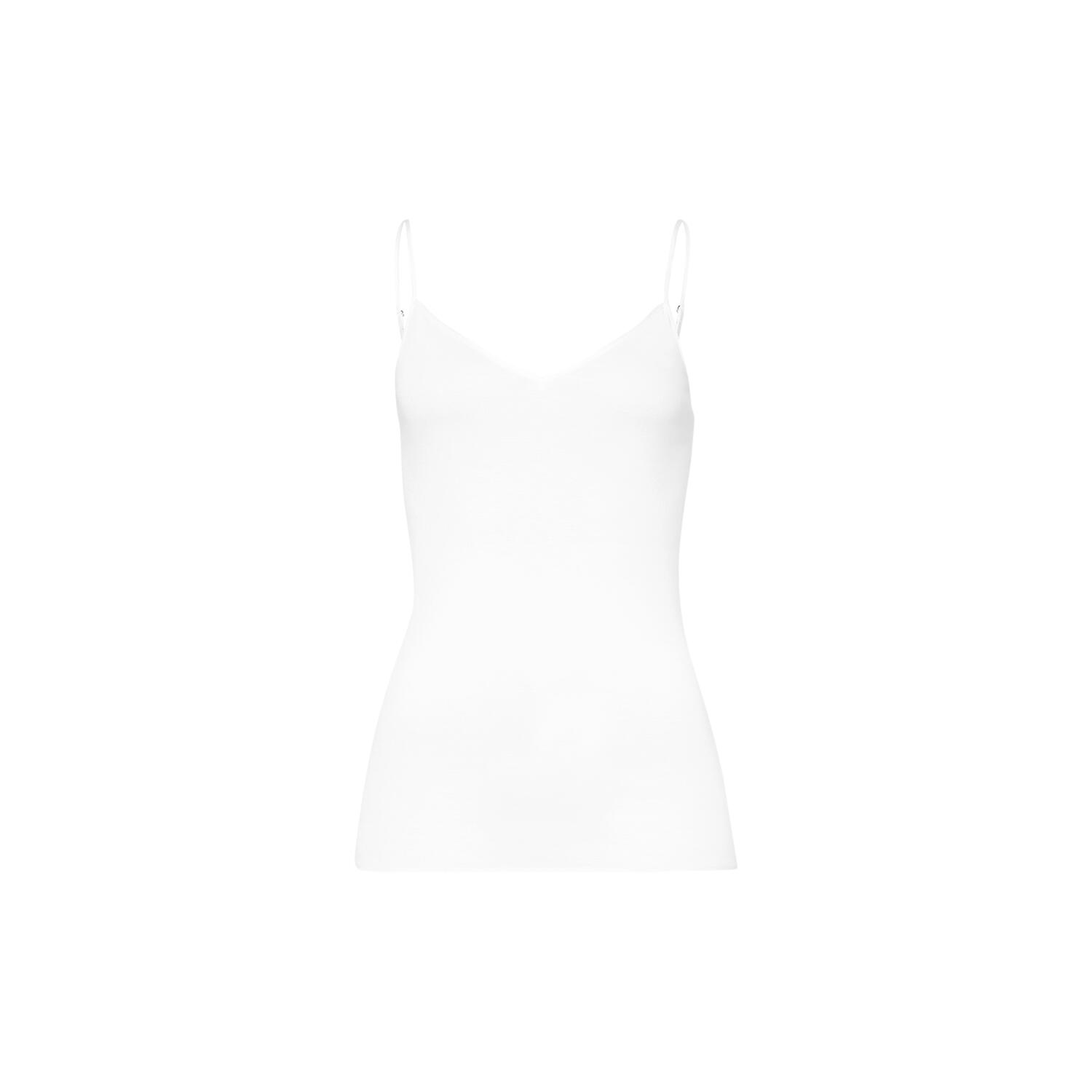 Cotton Seamless Spaghetti Top, white