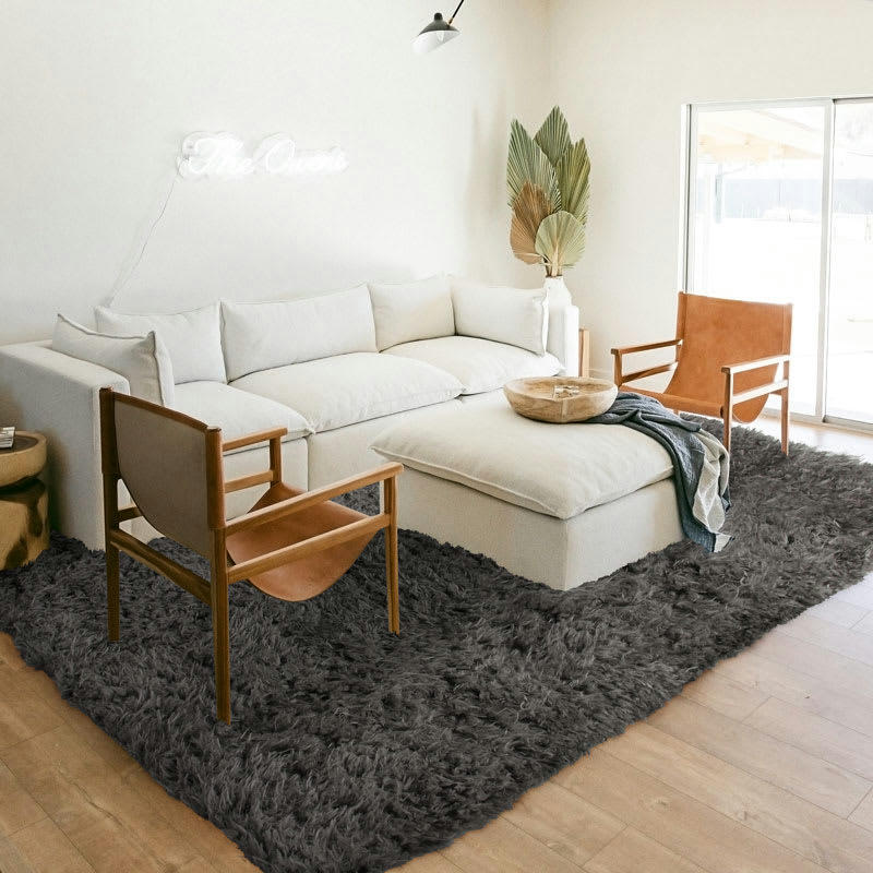 AUTHENTIK - Tapis tout doux fausse fourrure gris foncé 197x290