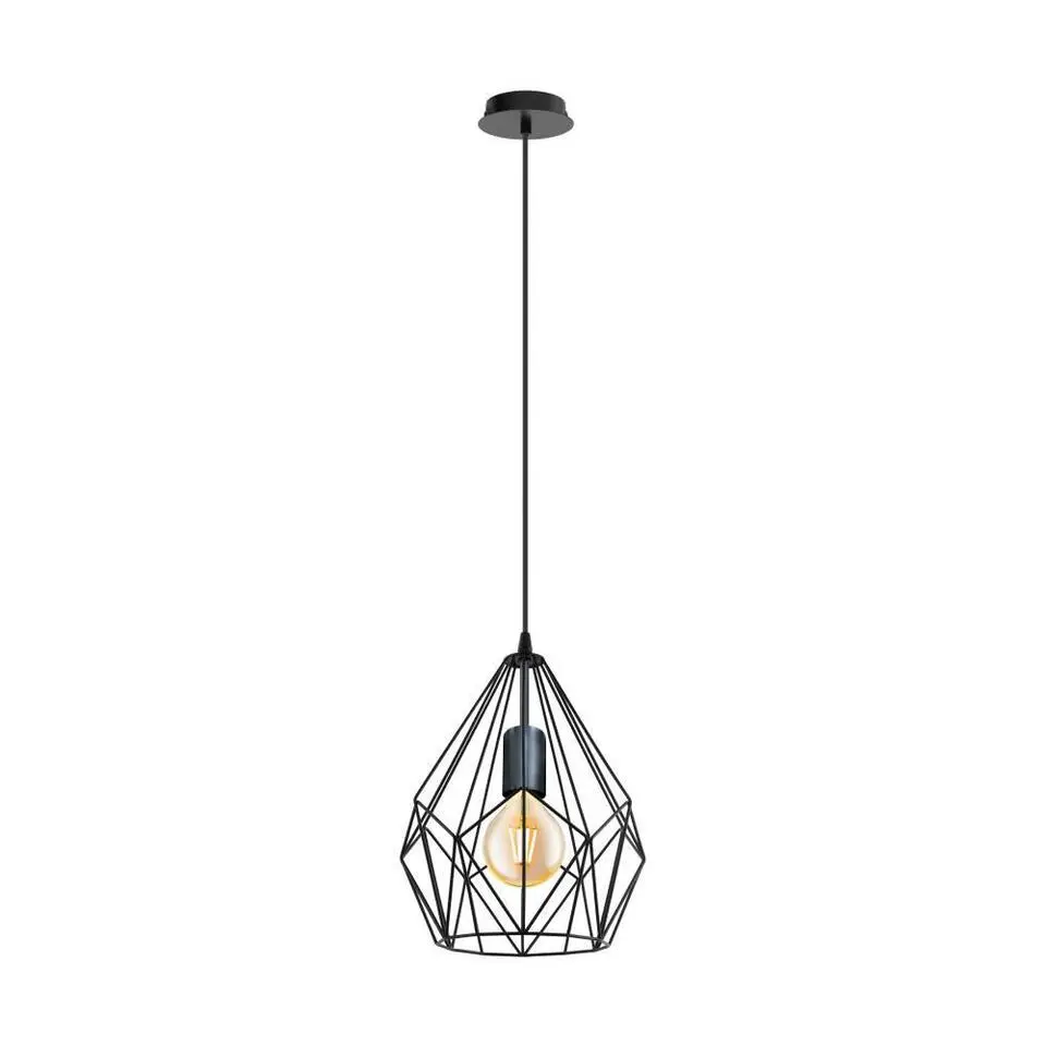 EGLO Carlton hanglamp - E27 - 1 lichts - 23,5cm - Staal - Zwart