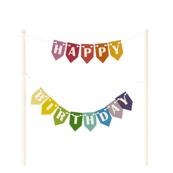 Rainbow Happy Birthday Cake Bunting
