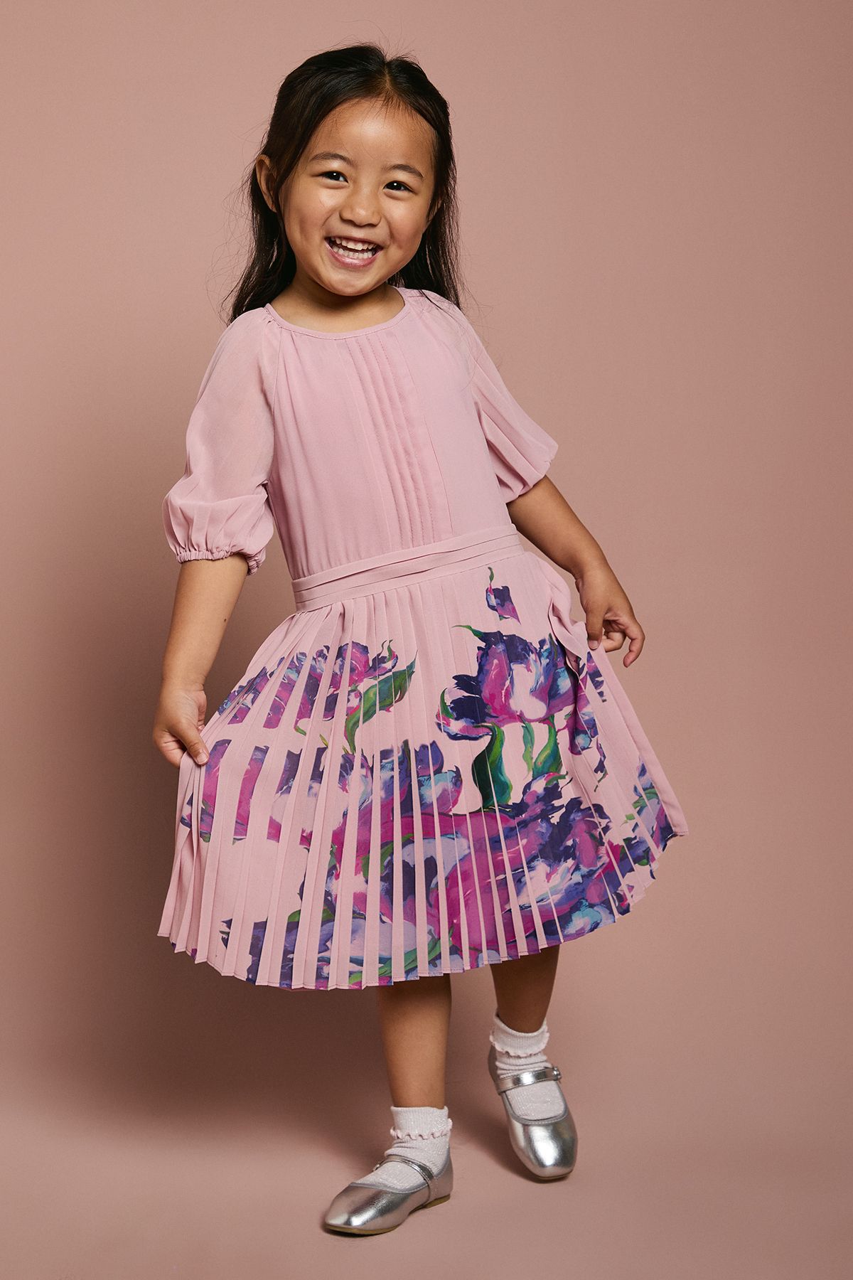 Coast Children's Pleat Skirt Placement Print Short Sleeve Dress