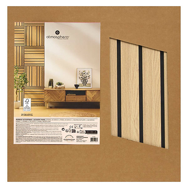 Panneau décoratif mural Colva beige fond noir 60x60cm - Atmosphera