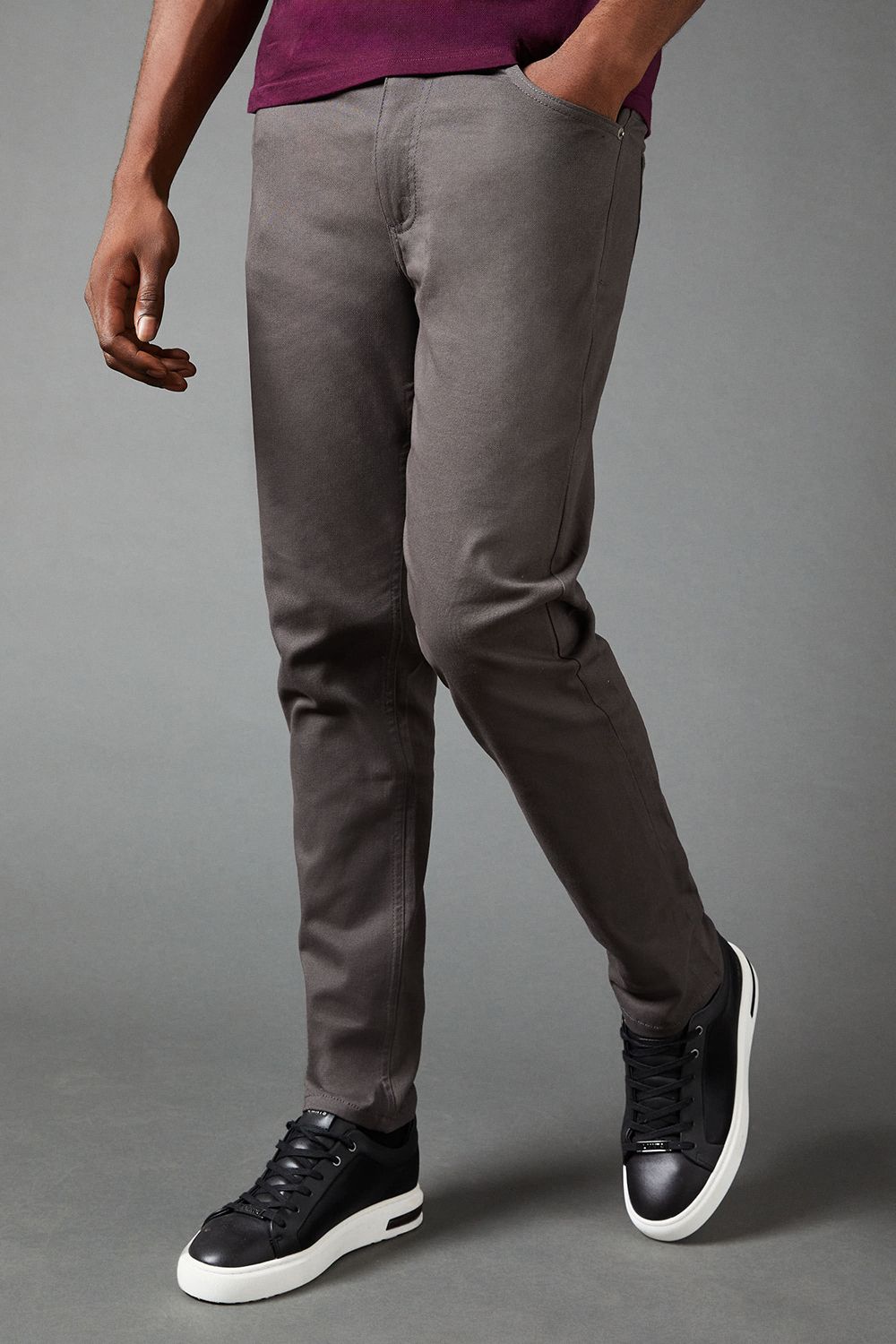 Burton Dark Grey Stretch Twill Slim Fit Jeans