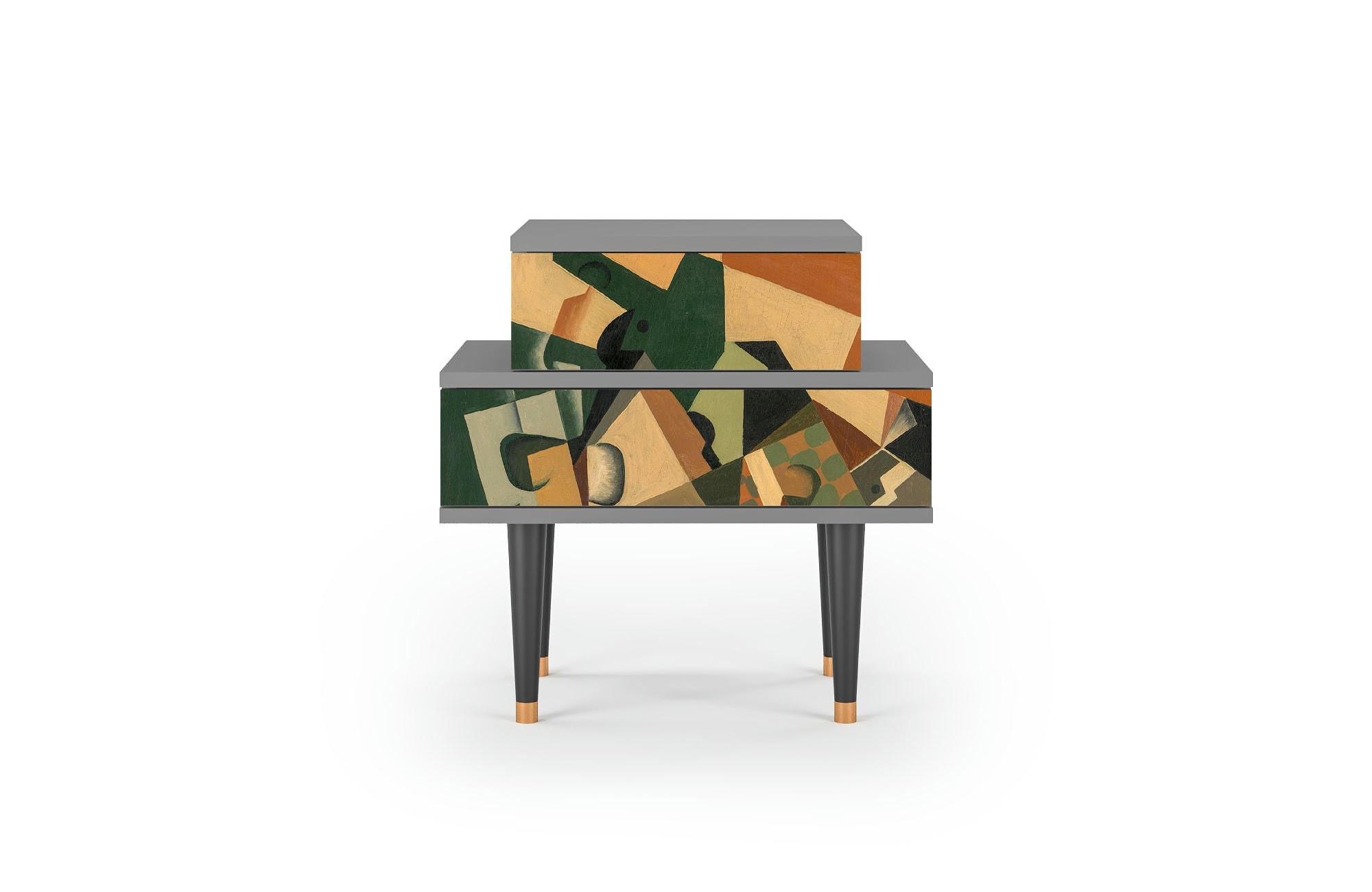 GLASS AND CHECKERBOARD BY JUAN GRIS - Table de chevet multicolore 2 tiroirs L 58 cm