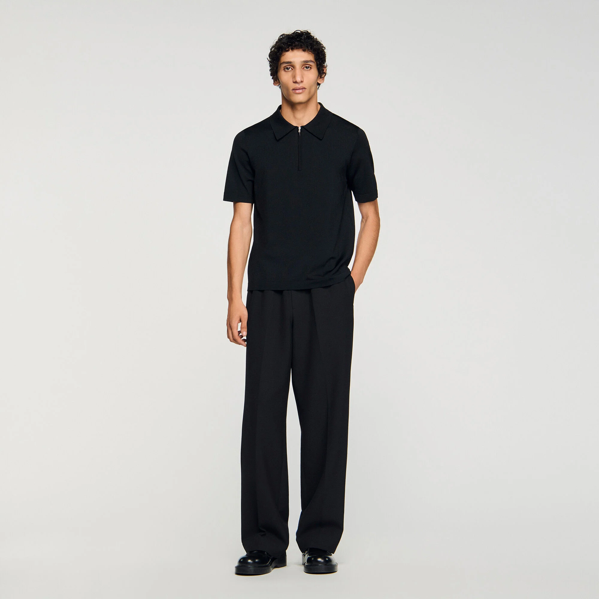 Polo en maille à col zippé