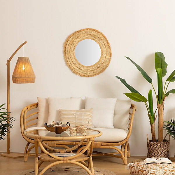 Miroir tressé Célia - raphia D68 cm - Atmosphera