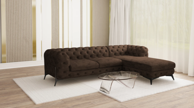 Ropez Chelsea Bis narożnik 305x200 prawy zamsz ciemnobrązowy