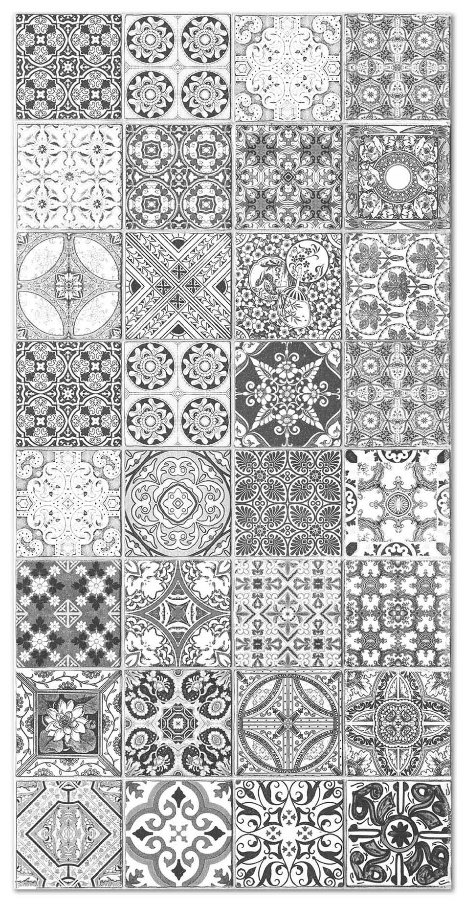 ALFOMBRAS AZULEJOS - Tapis vinyle carreaux ciments jaen gris 80x200cm