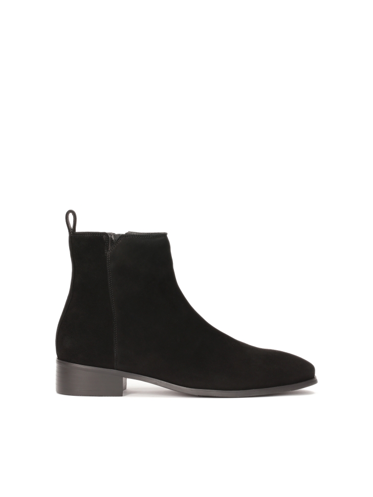 Black suede zip-up boots