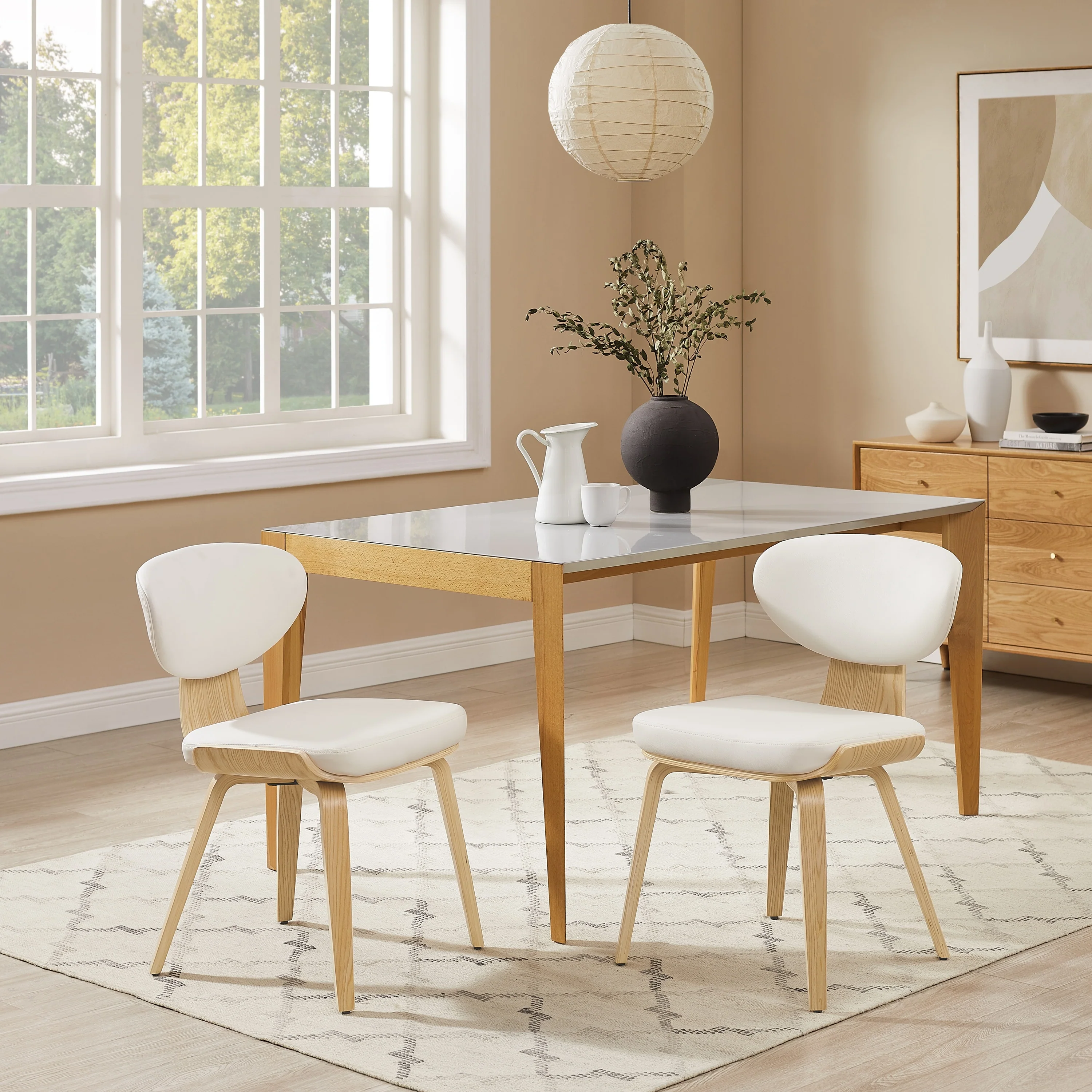 Art Leon Wood and PU Leather Dining Chair (Set of 2).