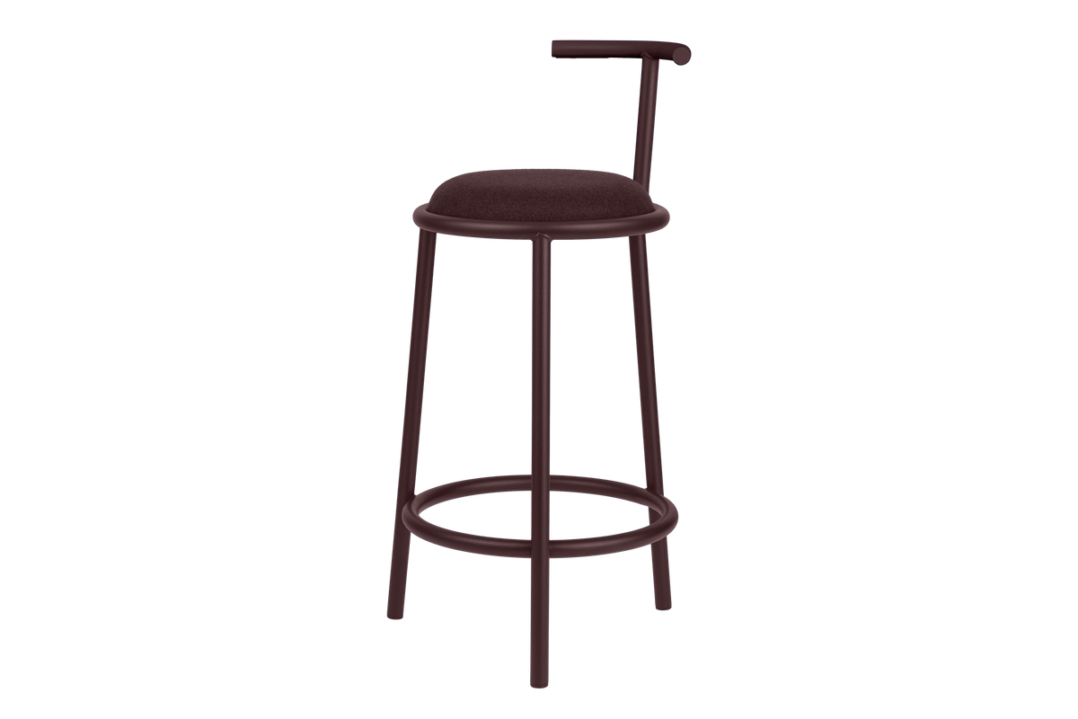 noo.ma Wine Berry barkruk - metalen frame, zachte gestoffeerde zitting